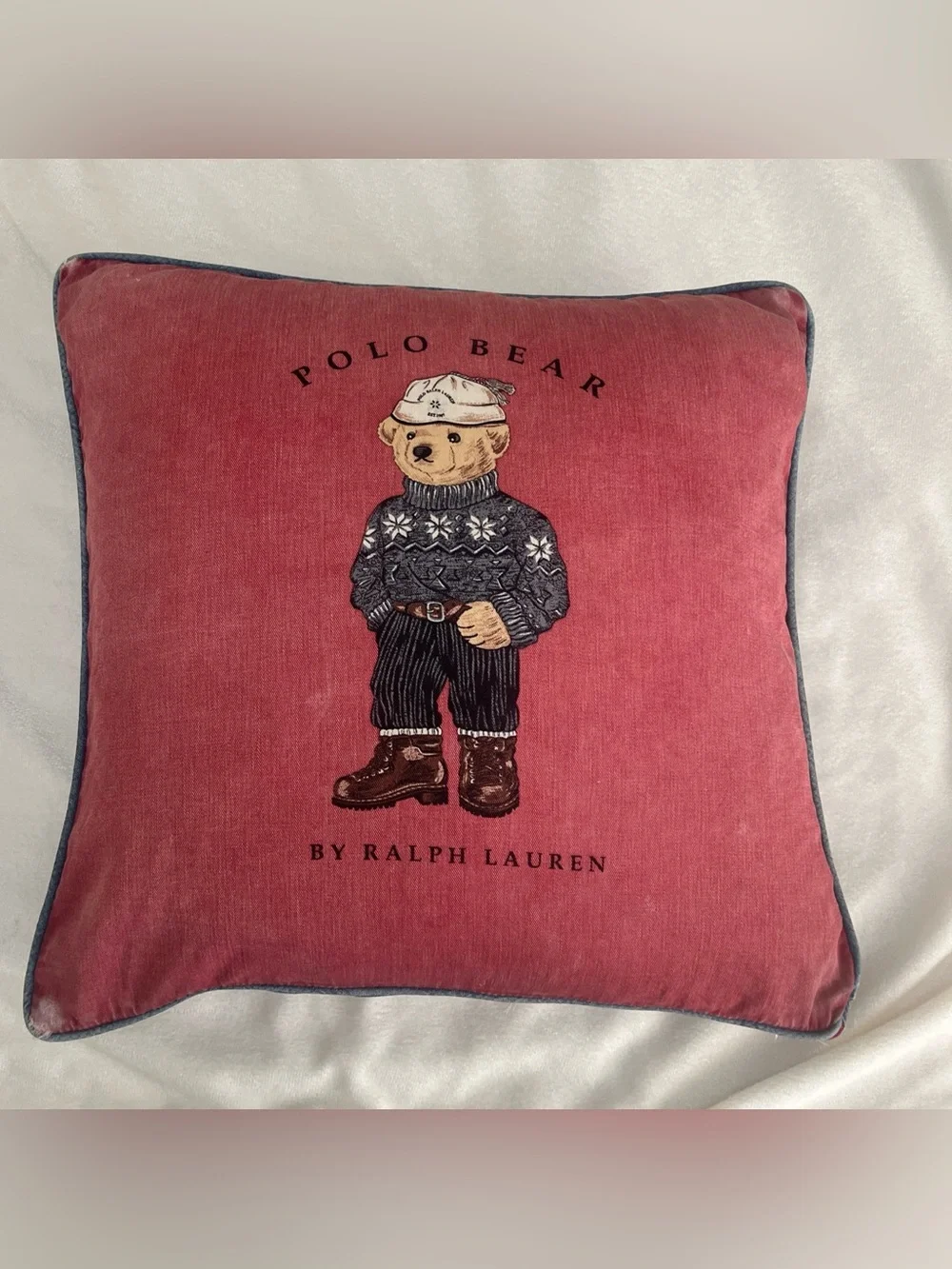 Vintage Polo by Ralph Lauren Bear Down Pillow 16” x 17” Please See all Pics *